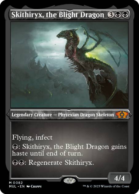 [082]【EN】【エッチングFOIL】荒廃のドラゴン、スキジリクス/Skithiryx, the Blight Dragon【MUL】[M][黒]