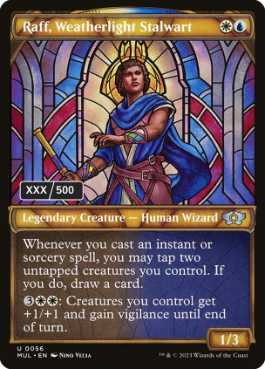 [186]【EN】【ダブルレインボウFOIL】ウェザーライトの重鎮、ラフ/Raff, Weatherlight Stalwart(シリアル入り)【MUL】[U][多色]