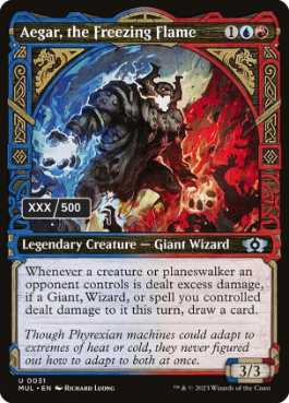 [161]【EN】【ダブルレインボウFOIL】氷結する火炎、エーガー/Aegar, the Freezing Flame(シリアル入り)【MUL】[U][多色]