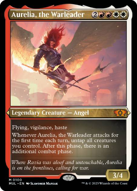 [100]【EN】【エッチングFOIL】戦導者オレリア/Aurelia, the Warleader【MUL】[M][多色]