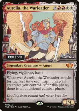 [165]【EN】【ダブルレインボウFOIL】戦導者オレリア/Aurelia, the Warleader(シリアル入り)【MUL】[M][多色]
