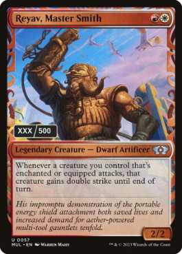 [187]【EN】【ダブルレインボウFOIL】練達の職人、レヤブ/Reyav, Master Smith(シリアル入り)【MUL】[U][多色]