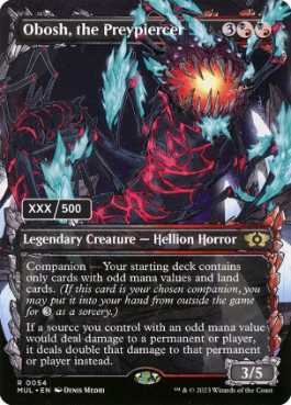 [184]【EN】【ダブルレインボウFOIL】獲物貫き、オボシュ/Obosh, the Preypiercer(シリアル入り)【MUL】[R][多色]