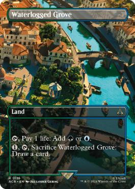[116]【EN】【FOIL】■ボーダーレス■冠水樹林帯/Waterlogged Grove【ACR】[R][土地]