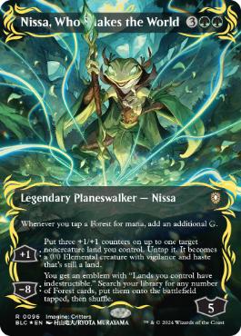 [096]【EN】【レイズドFOIL】■ボーダーレス■世界を揺るがす者、ニッサ/Nissa, Who Shakes the World【BLC】[R][緑]