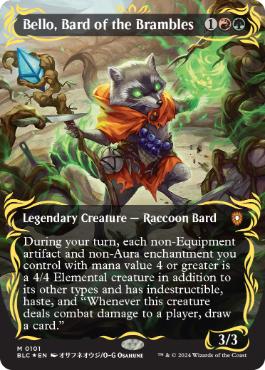 [101]【EN】【レイズドFOIL】■ボーダーレス■茨の吟遊詩人、ベロ/Bello, Bard of the Brambles【BLC】[M][多色]