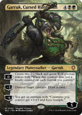 [099]【EN】【FOIL】■ボーダーレス■呪われた狩人、ガラク/Garruk, Cursed Huntsman【BLC】[M][多色]