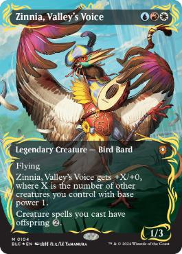 [104]【EN】【レイズドFOIL】■ボーダーレス■渓間の声、ジニア/Zinnia, Valley's Voice【BLC】[M][多色]