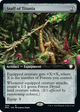 [050]【EN】【FOIL】■拡張アート■ティタニアの杖/Staff of Titania【BRC】[R][茶]