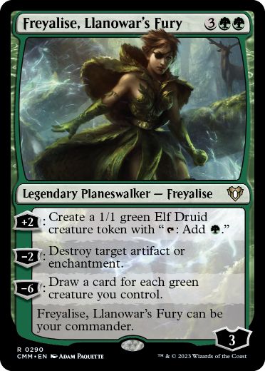 [290]【EN】【FOIL】ラノワールの憤激、フレイアリーズ/Freyalise, Llanowar's Fury【CMM】[R][緑]