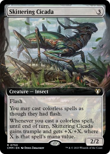 [750]【EN】【FOIL】■拡張アート■跳ね回るシケイダ/Skittering Cicada【CMM】[R][無]
