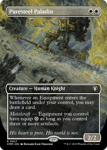 [627]【EN】【FOIL】■ボーダーレス■純鋼の聖騎士/Puresteel Paladin【CMM】[R][白]