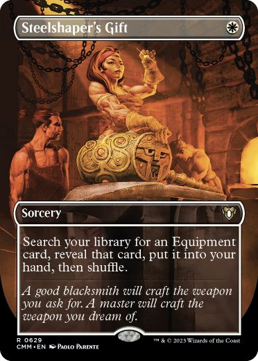 [629]【EN】【FOIL】■ボーダーレス■鋼打ちの贈り物/Steelshaper's Gift【CMM】[R][白]