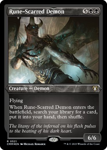 [521]【EN】【エッチングFOIL】ルーン傷の悪魔/Rune-Scarred Demon【CMM】[R][黒]