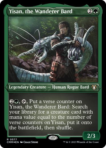 [577]【EN】【エッチングFOIL】放浪の吟遊詩人、イーサーン/Yisan, the Wanderer Bard【CMM】[R][緑]