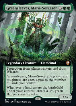 [077]【EN】【FOIL】■拡張アート■マローの魔術師、グリーンスリーヴス/Greensleeves, Maro-Sorcerer【DMC】[M][緑]
