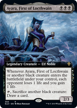 [350]【EN】【FOIL】■拡張アート■ロークスワインの元首、アヤーラ/Ayara, First of Locthwain【ELD】[R][黒]