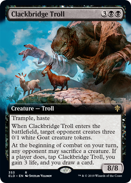 [353]【EN】【FOIL】■拡張アート■カタカタ橋のトロール/Clackbridge Troll【ELD】[R][黒]