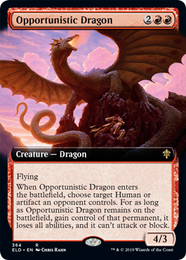 [364]【EN】【FOIL】■拡張アート■日和見ドラゴン/Opportunistic Dragon【ELD】[R][赤]