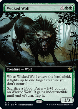 [374]【EN】【FOIL】■拡張アート■意地悪な狼/Wicked Wolf【ELD】[R][緑]