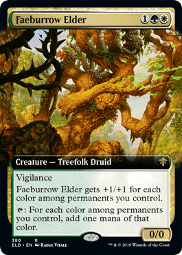 [380]【EN】【FOIL】■拡張アート■フェイ庄の古老/Faeburrow Elder【ELD】[R][多色]