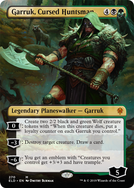 [270]【EN】【FOIL】■ボーダーレス■呪われた狩人、ガラク/Garruk, Cursed Huntsman【ELD】[M][多色]