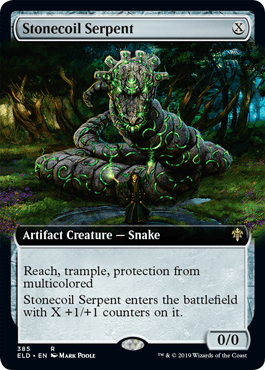 [385]【EN】【FOIL】■拡張アート■石とぐろの海蛇/Stonecoil Serpent【ELD】[R][茶]