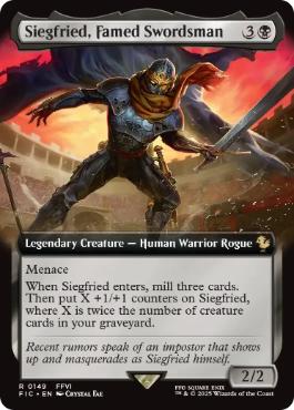 [149]【EN】【FOIL】■拡張アート■名高き剣士、ジークフリード/Siegfried, Famed Swordsman【FIC】[R][黒]