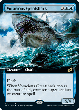 [320]【EN】【FOIL】■拡張アート■大食の巨大鮫/Voracious Greatshark【IKO】[R][青]