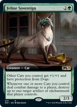 [374]【EN】【FOIL】■拡張アート■猫の君主/Feline Sovereign【M21】[R][緑]