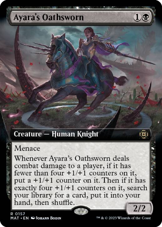 [157]【EN】【FOIL】■拡張アート■アヤーラの誓約者/Ayara's Oathsworn【MAT】[R][黒]