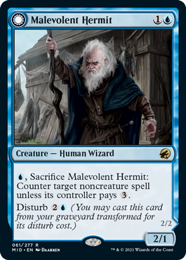 [061]【EN】【FOIL】心悪しき隠遁者/Malevolent Hermit【MID】[R][青]