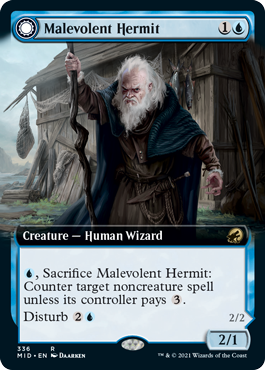 [336]【EN】【FOIL】■拡張アート■心悪しき隠遁者/Malevolent Hermit【MID】[R][青]