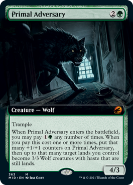 [363]【EN】【FOIL】■拡張アート■原初の敵対者/Primal Adversary【MID】[M][緑]