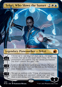 [280]【EN】【FOIL】■ボーダーレス■日没を遅らせる者、テフェリー/Teferi, Who Slows the Sunset【MID】[M][多色]
