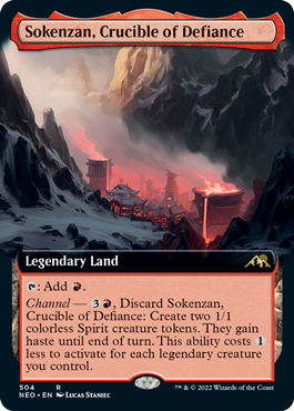[504]【EN】■拡張アート■反逆のるつぼ、霜剣山/Sokenzan, Crucible of Defiance【NEO】[R][土地]