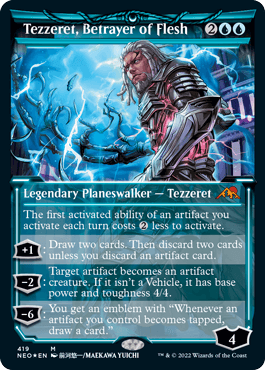[419]【EN】【エッチングFOIL】■ショーケース■肉体の裏切者、テゼレット/Tezzeret, Betrayer of Flesh【NEO】[M][青]