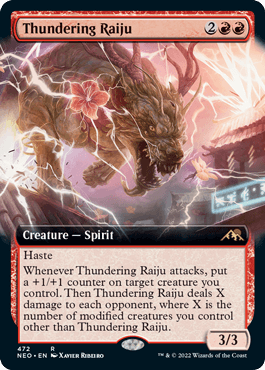 [389]【EN】【FOIL】■ショーケース■轟く雷獣/Thundering Raiju【NEO】[R][赤]