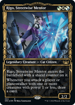 [394]【EN】【箔押しFOIL】■ショーケース■路上の師、リガ/Rigo, Streetwise Mentor【SNC】[R][多色]