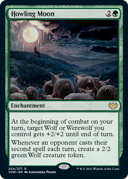 [204]【EN】【FOIL】遠吠えの月/Howling Moon【VOW】[R][緑]
