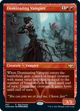 [407]【EN】【FOIL】■PROMO■威圧する吸血鬼/Dominating Vampire【VOW】[R][赤]