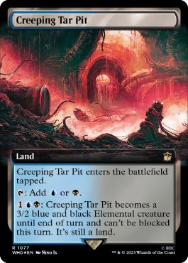 [1077]【EN】【サージFOIL】■拡張アート■忍び寄るタール坑/Creeping Tar Pit【WHO】[R][土地]