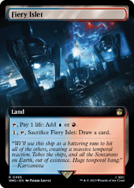 [495]【EN】【FOIL】■拡張アート■焦熱島嶼域/Fiery Islet【WHO】[R][土地]