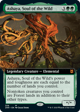 [358]【EN】【FOIL】■拡張アート■野生の魂、アシャヤ/Ashaya, Soul of the Wild【ZNR】[M][緑]