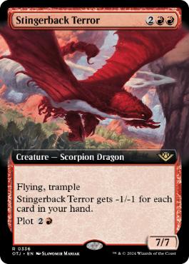 [336]【EN】【FOIL】■拡張アート■刺し背の恐怖/Stingerback Terror【OTJ】[R][赤]