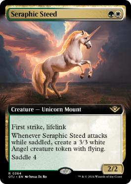 [364]【EN】【FOIL】■拡張アート■熾天使の馬/Seraphic Steed【OTJ】[R][多色]