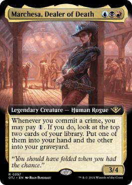 [357]【EN】【FOIL】■拡張アート■死のディーラー、マルチェッサ/Marchesa, Dealer of Death【OTJ】[R][多色]