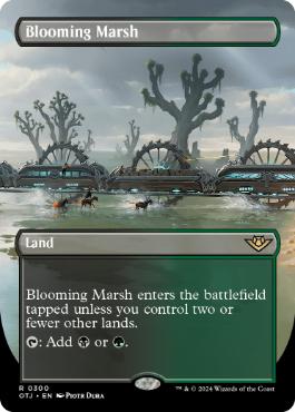 [300]【EN】【FOIL】■ボーダーレス■花盛りの湿地/Blooming Marsh【OTJ】[R][土地]