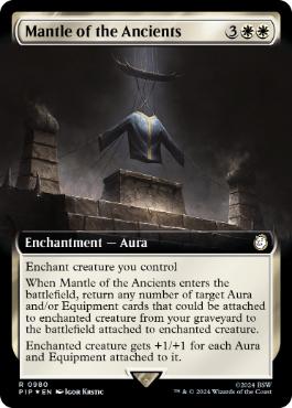 [980]【EN】【サージFOIL】■拡張アート■古き者のまとい身/Mantle of the Ancients【PIP】[R][白]