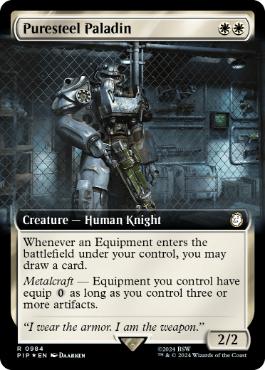 [984]【EN】【サージFOIL】■拡張アート■純鋼の聖騎士/Puresteel Paladin【PIP】[R][白]